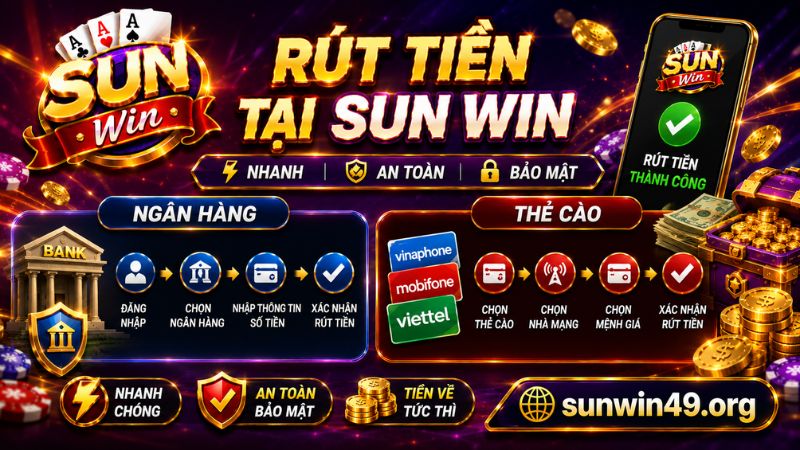 Hướng dẫn các phương thức rút tiền Sun win đang triển khai