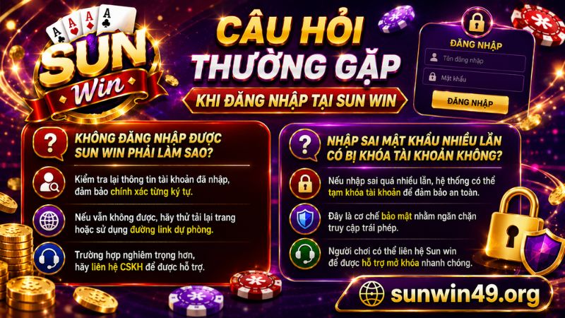 Câu hỏi thường gặp khi tiến hành đăng nhập Sunwin