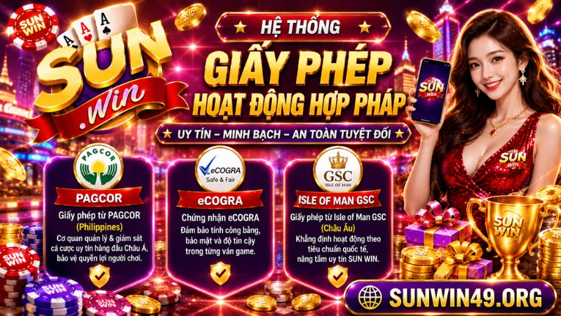 Hệ thống giấy phép hoạt động hợp pháp của SUN WIN