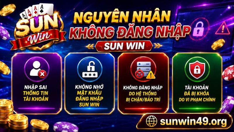 Nguyên nhân không đăng nhập được Sun win và cách khắc phục
